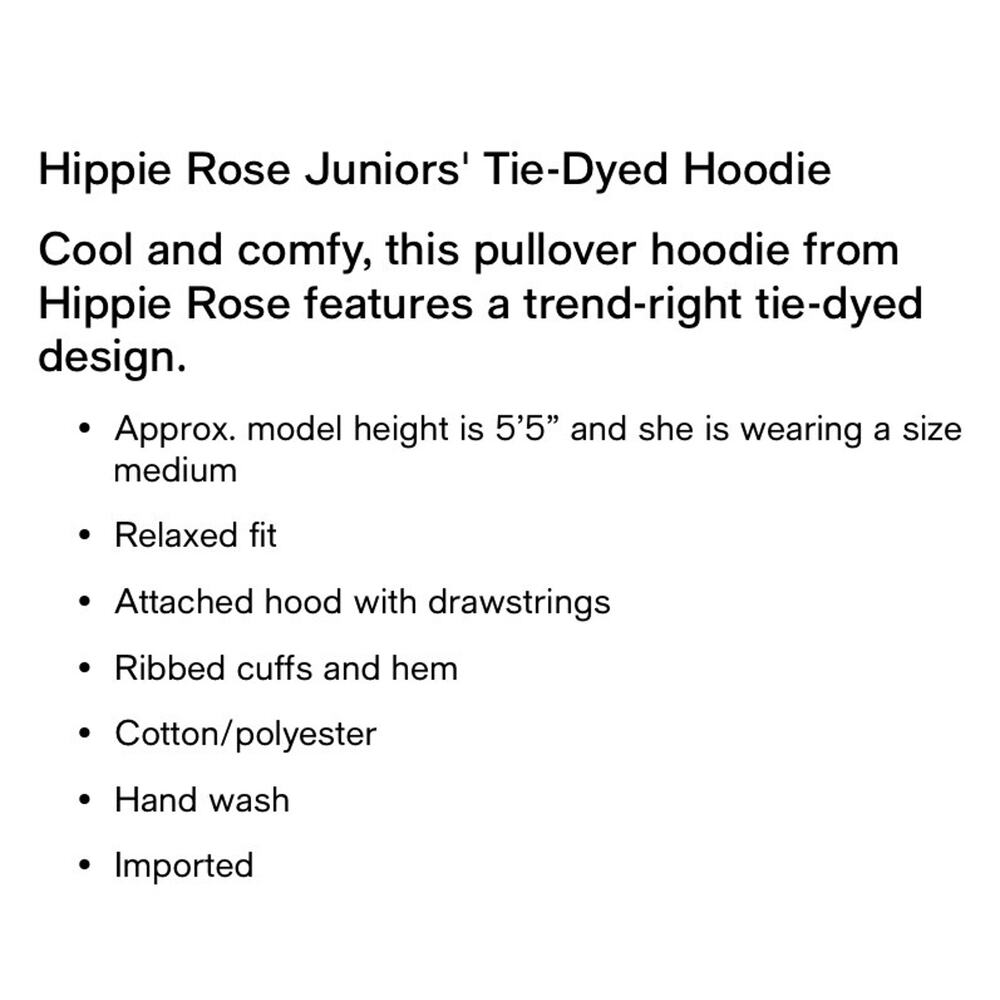 Hippie rose tie dye junior denim hoodie women size M A003027 - Picture 5 of 5